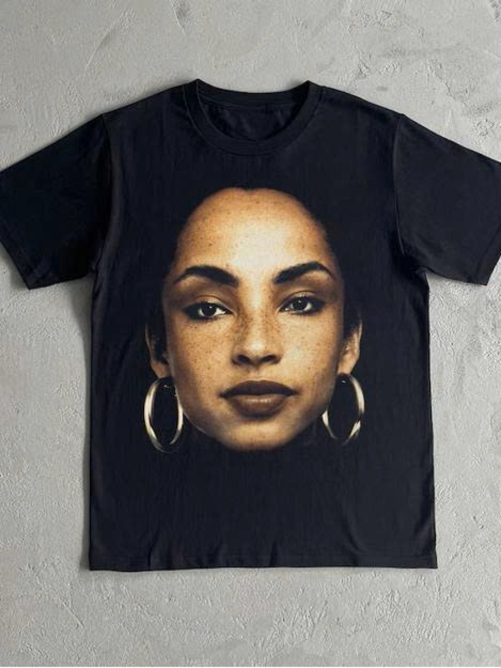 Black Graphic Tee with Large Face Print